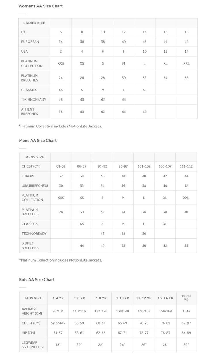 Mobile size guide