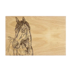 The Just Slate Company Oak Serving Board  - 30cm - Horse Portrait in Unknown