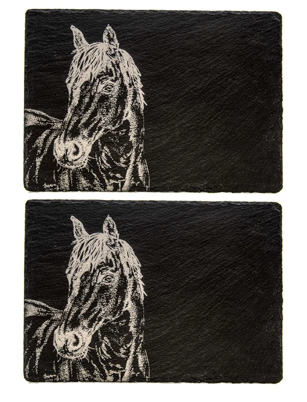 The Just Slate Company 2 Slate Place Mats  - Horse Portrait in Unknown