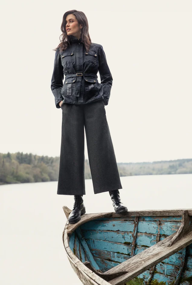 Jack Murphy Enya Tweed Culottes - Deep Green Herringbone