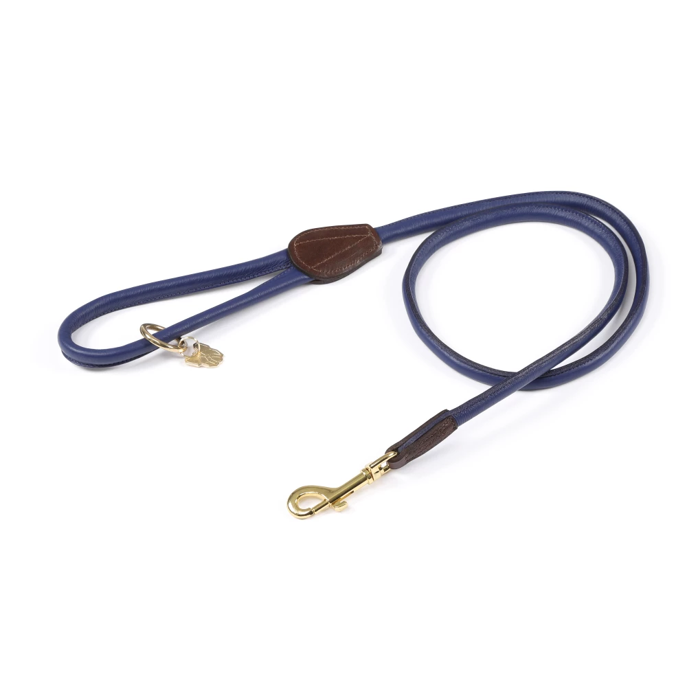 Digby & Fox Rolled Leather Dog Lead - Navy in Navy