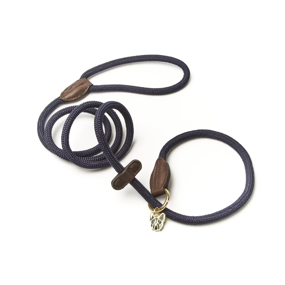 Digby & Fox Fine Rope Slip Lead - Navy in Navy