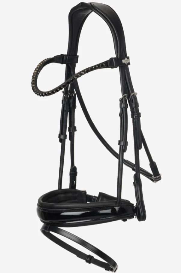 LeMieux Kudos Patent Dressage Bridle - Black in Black