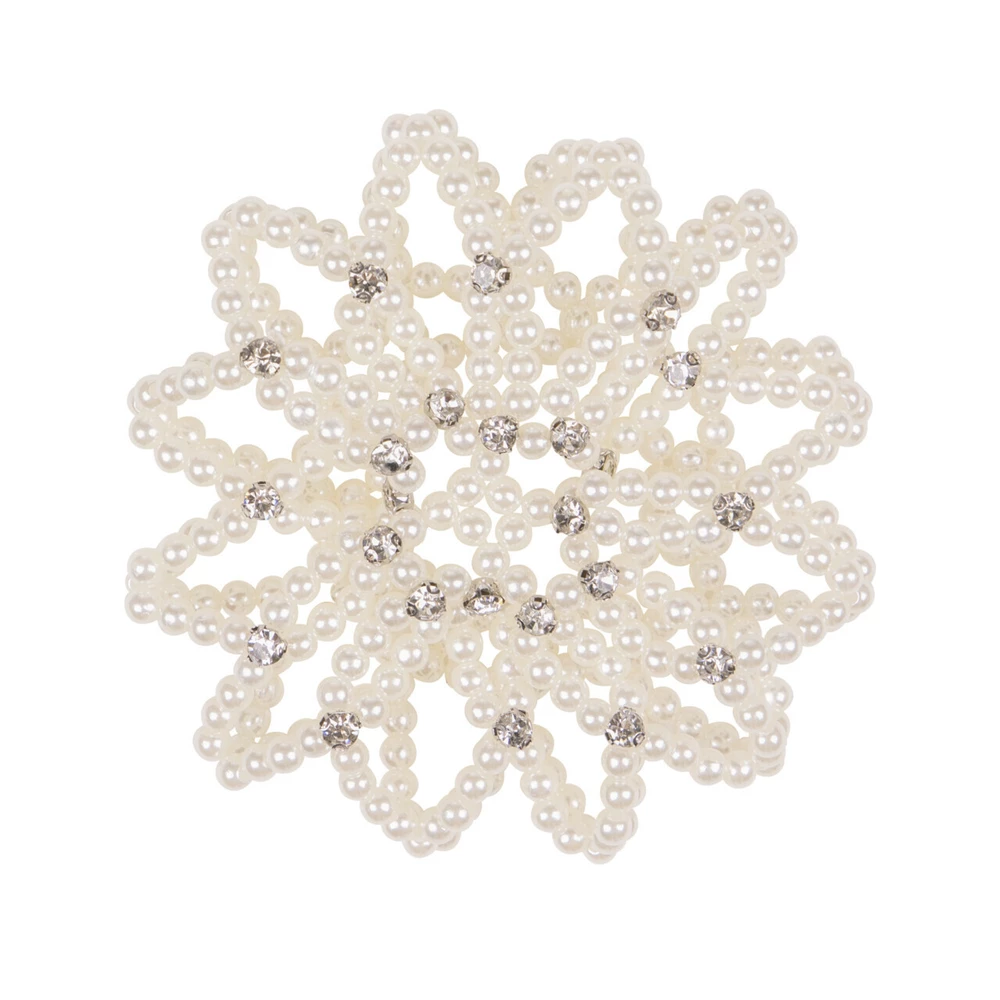 QHP Hair net Pearl with strass - White in White
