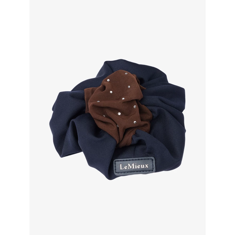 LeMieux Scrunchie with Crystal Hair Net - Navy/Brown in Navy/Brown
