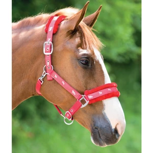Shires Adjustable Nylon/Fleece  Headcollar in Red