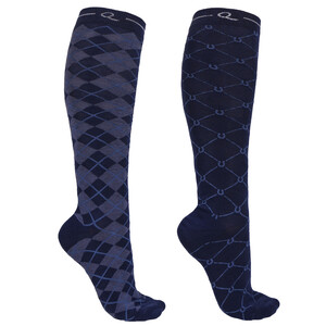 QHP Knee stockings Classic (2-pack) - Marine in Marine