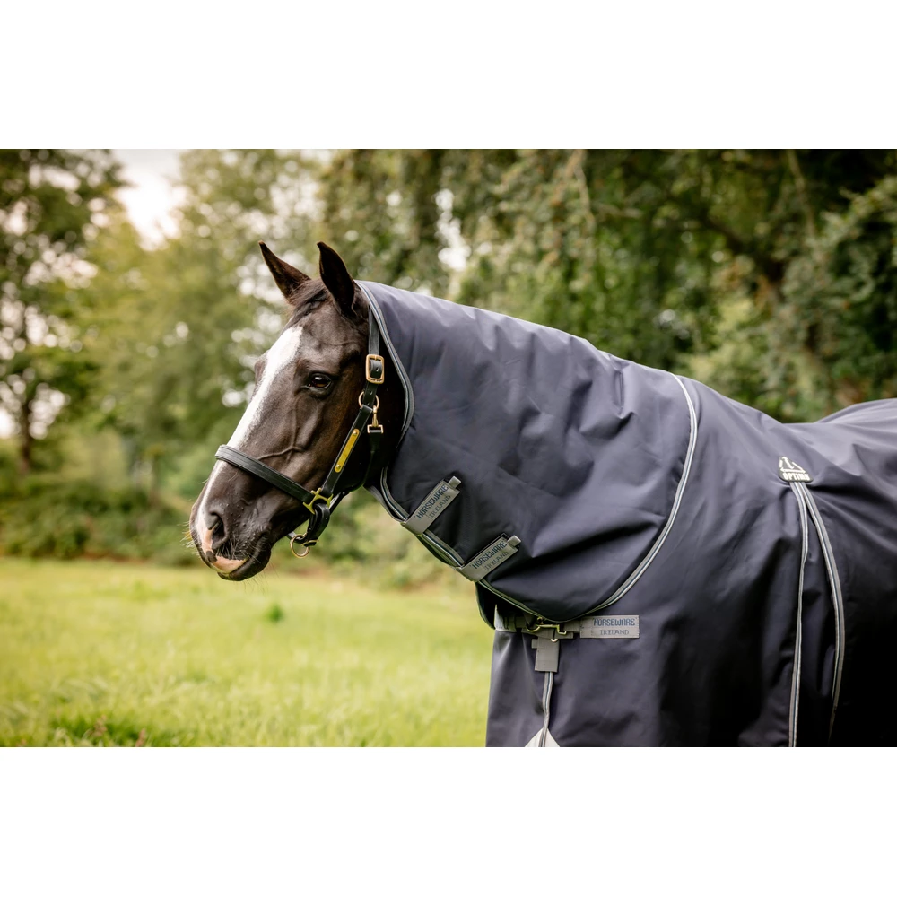 Horseware Rambo Rambo Optimo Turnout Hood 150g  - Navy/Thunderstorm Grey & Silver in Navy/Thunderstorm Grey & Silver