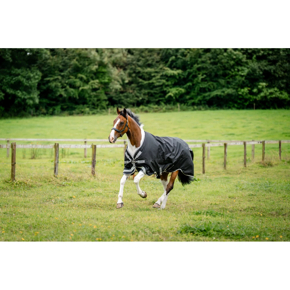 Horseware Amigo Amigo 1200D Turnout 250g  - Black/Titanium Grey & Silver in Black/Titanium Grey & Silver