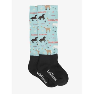 LeMieux Harlow Pony Print Footsie Socks - Blue Topaz in Blue Topaz
