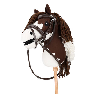 QHP Bridle luxury stitched Hobby horse Dark brown in Dark Brown