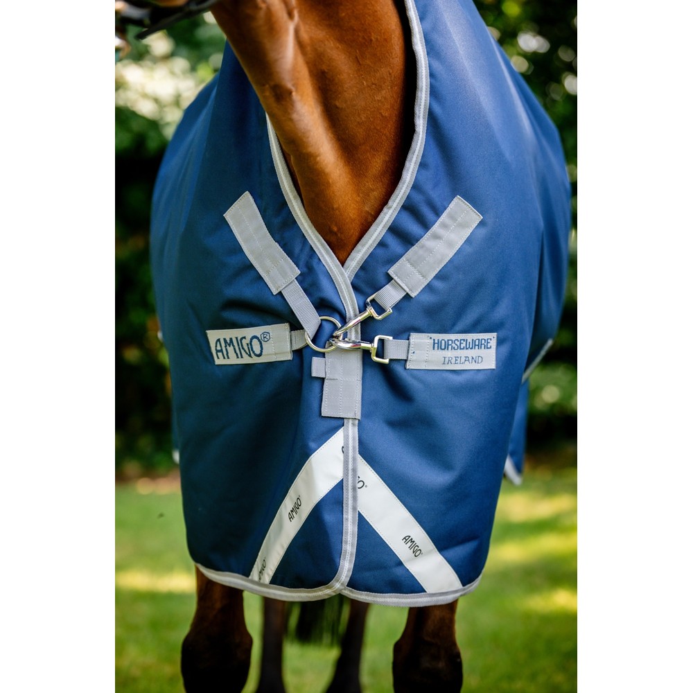Horseware Amigo Amigo 1200D Rug Turnout 50g - Navy/Titanium Grey & Silver