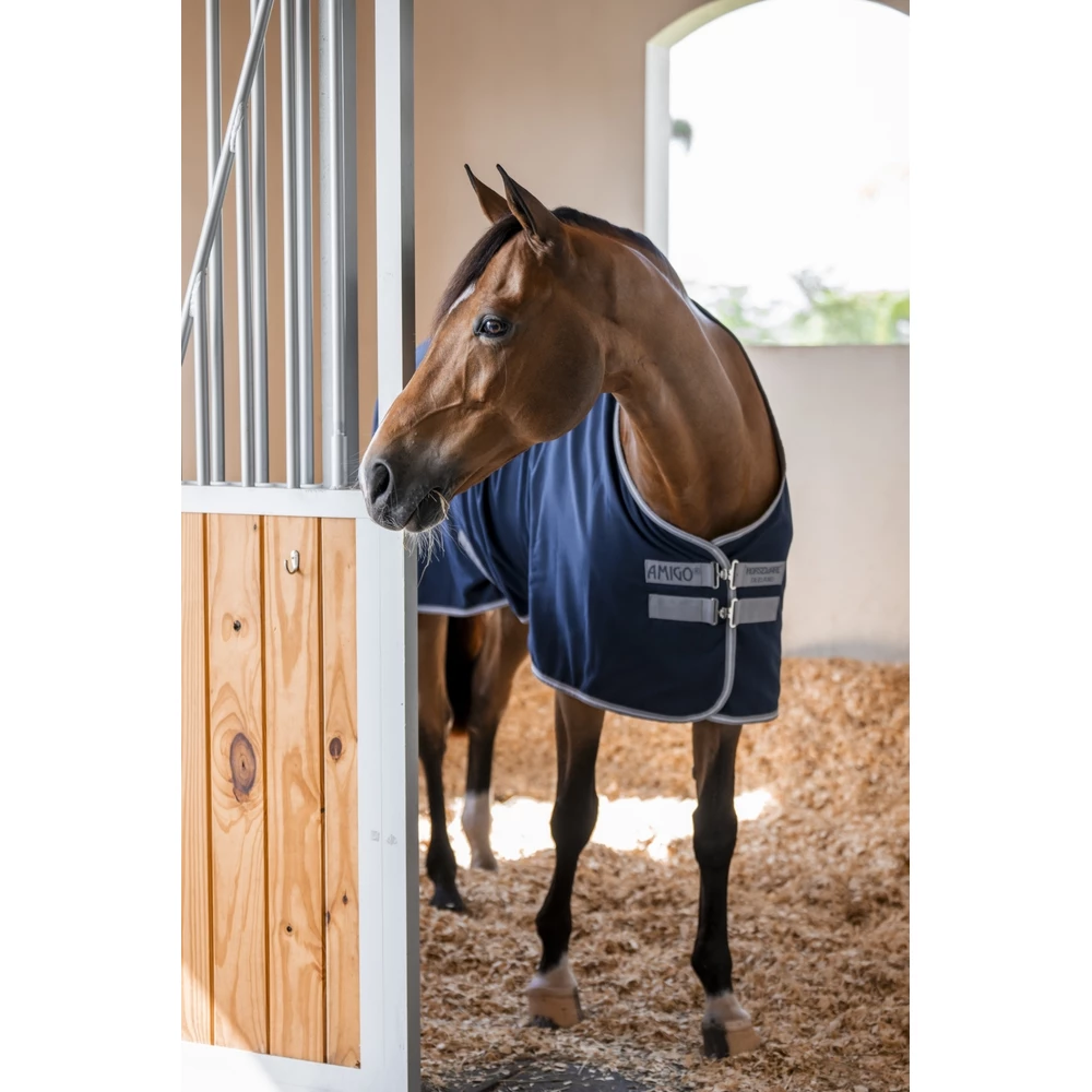 Horseware Amigo Amigo Stable Sheet   - Navy/Titanium Grey & Silver in Navy/Titanium Grey & Silver