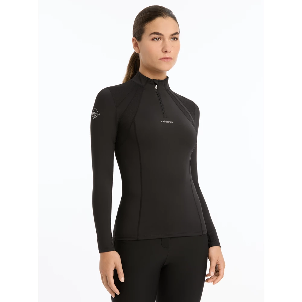 LeMieux Mia Mesh Long Sleeve Base Layer  - Black in Black