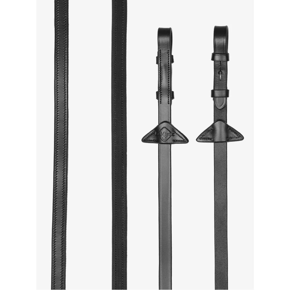 LeMieux Rubber Half Lined Reins  - Black/Silver in Black/Silver