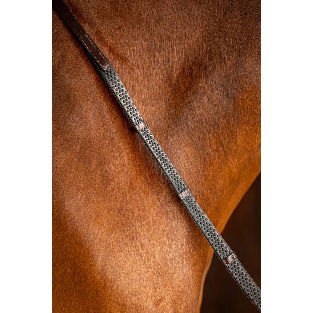 LeMieux Soft Rubber Reins with Stoppers - Havana/Brass