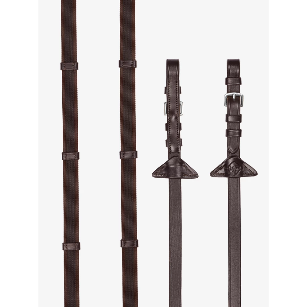 LeMieux Rubber Grip Continental Reins  - Havana/Silver in Havana/Silver