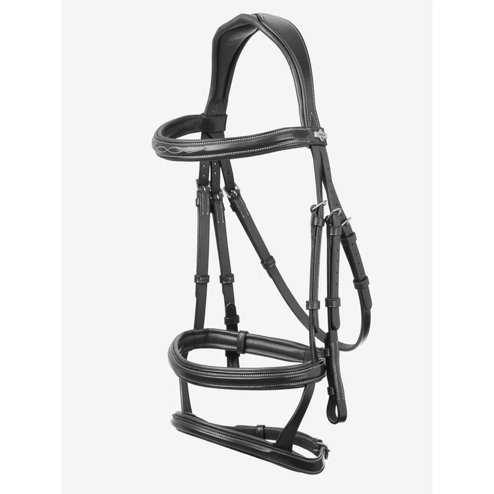 LeMieux Kudos Double Noseband Bridle  - Black/Silver in Black/Silver