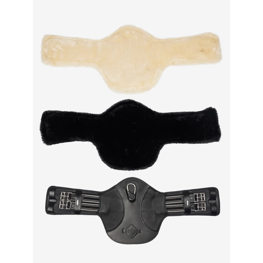 LeMieux Arika Simuwool Contoured Short Stud Girth  - Black in Black