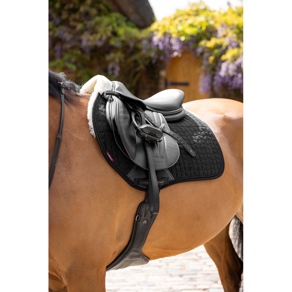 LeMieux Merino+ Half Lined Suede EuroJump Square - Black/Natural