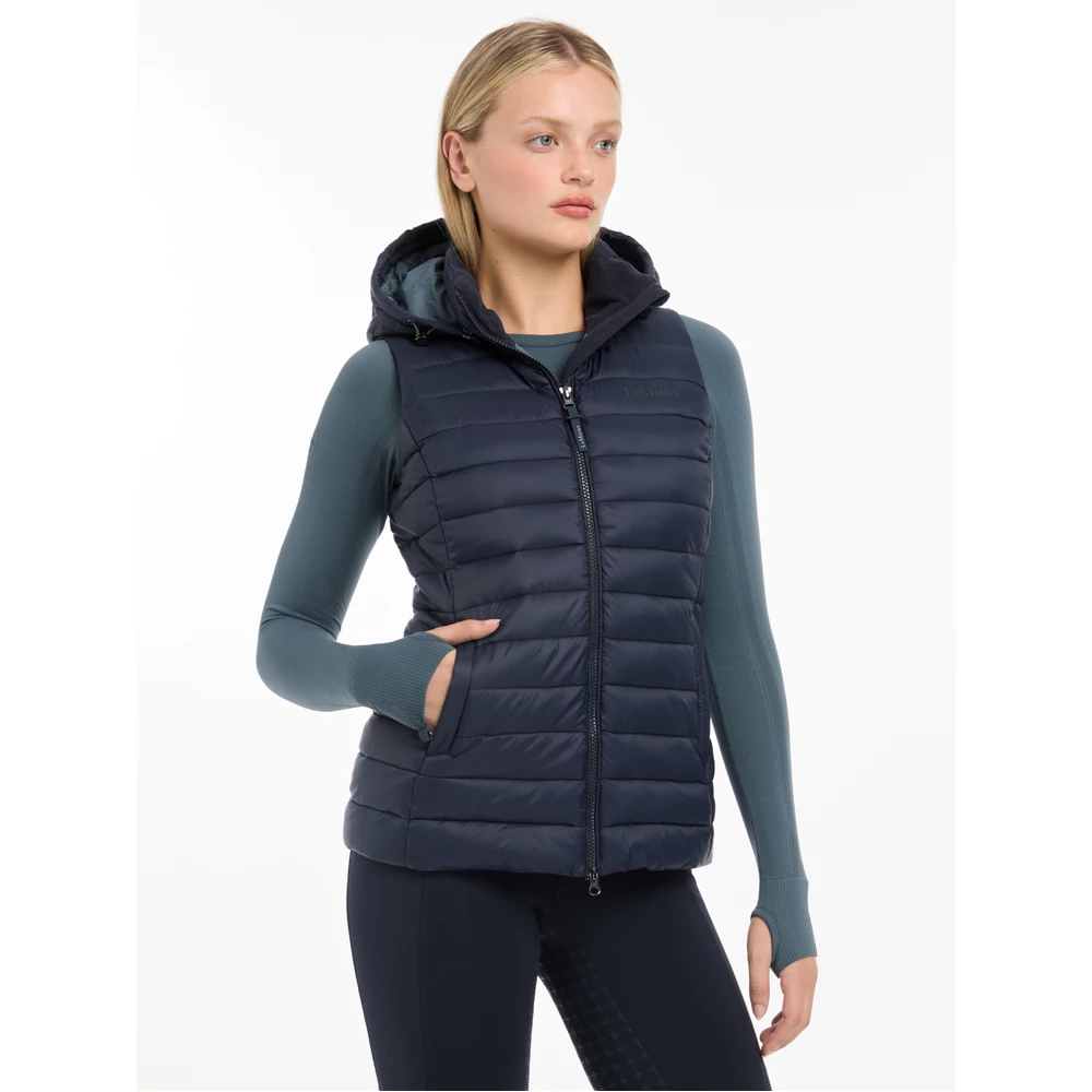 LeMieux Rose Hooded Puffer Gilet  - Navy in Navy