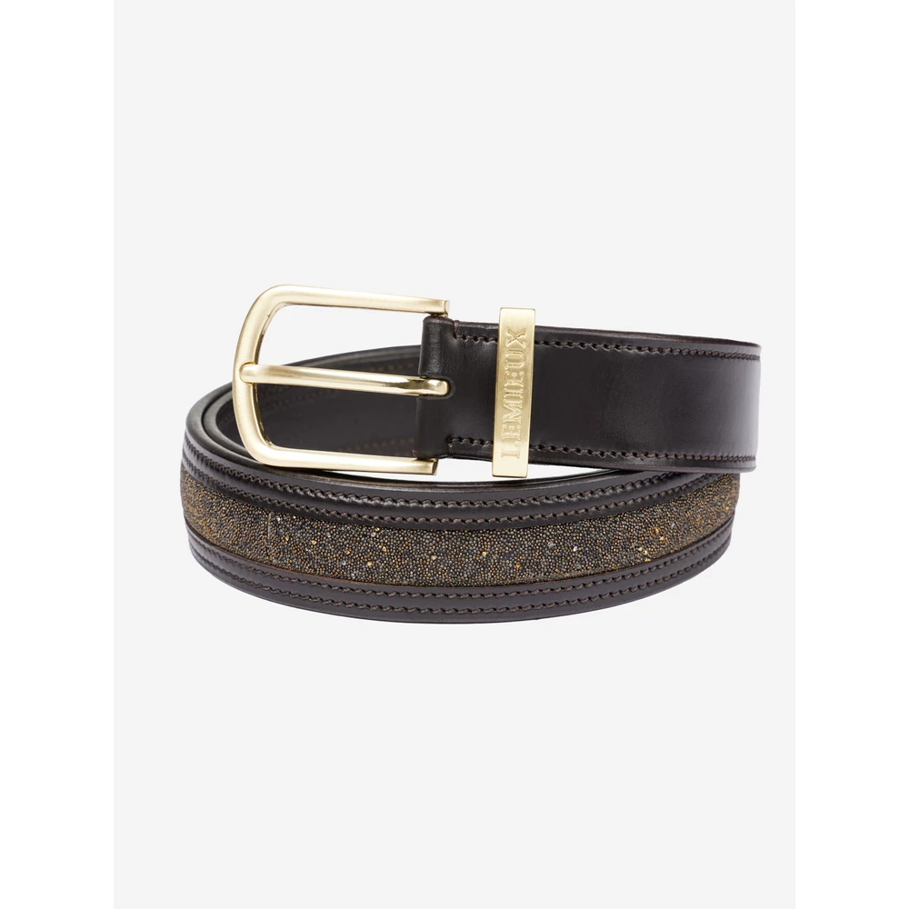 LeMieux Crystal Insert Belt  - Brown in Brown