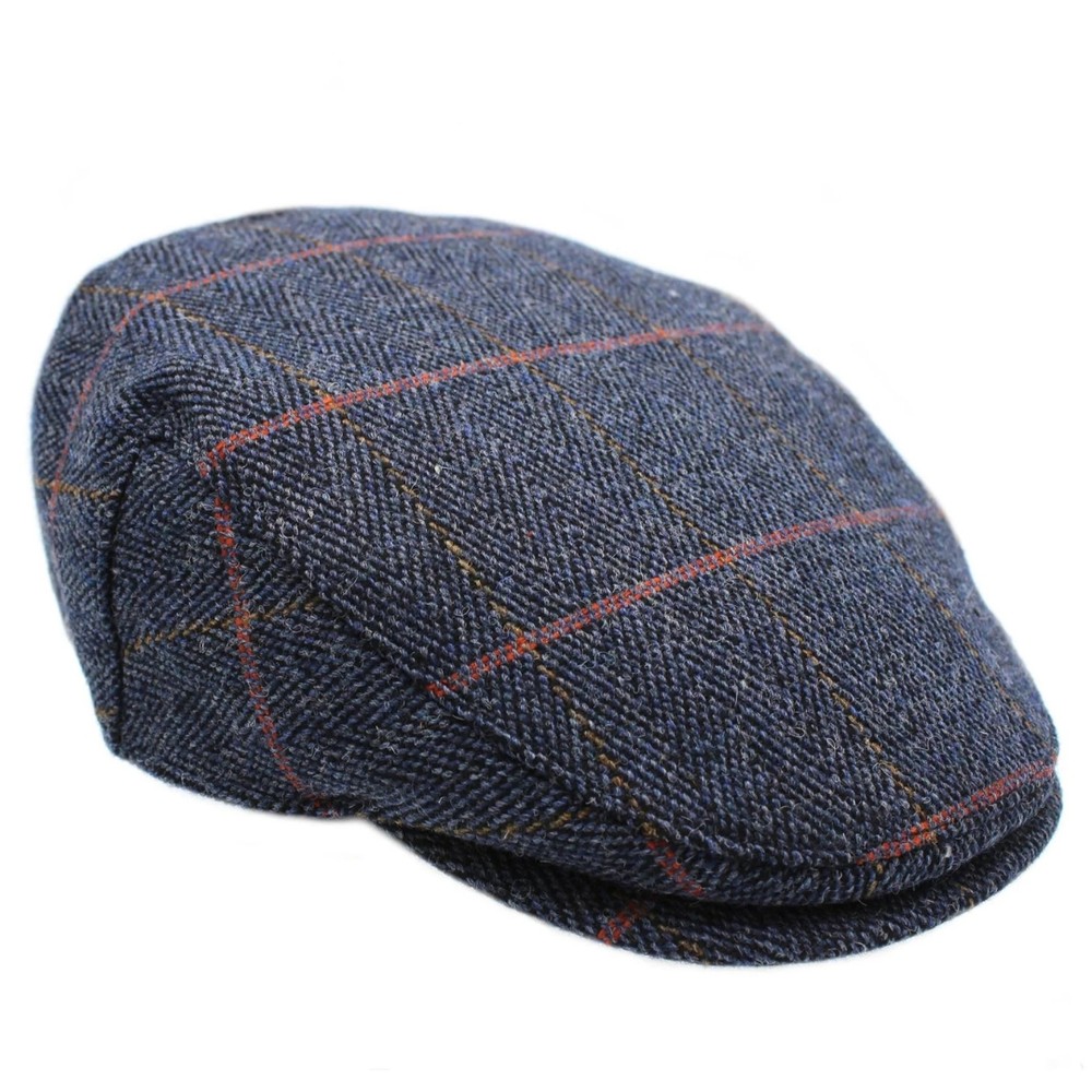 Heather Hats & Accessories Chilton Derby Tweed Waterproof Flat - Midnight Blue