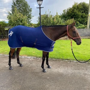 The Equine Warehouse Fleece Show Rug - With Ornament in Navy/Silver