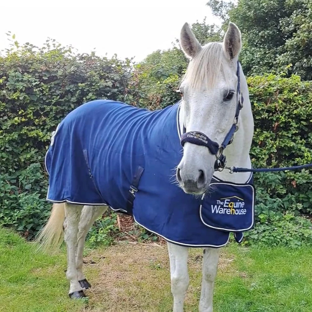 The Equine Warehouse Fleece Show Rug - With Ornament in Navy/Silver