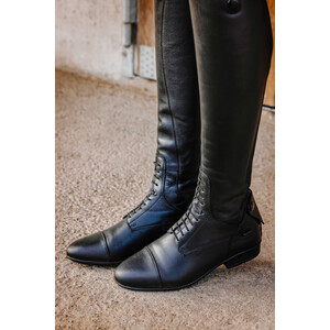 Equitheme Leather Lace-Up Tall Boots - Black in Black