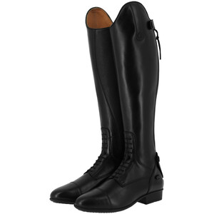 Equitheme Leather Lace-Up Tall Boots - Black in Black
