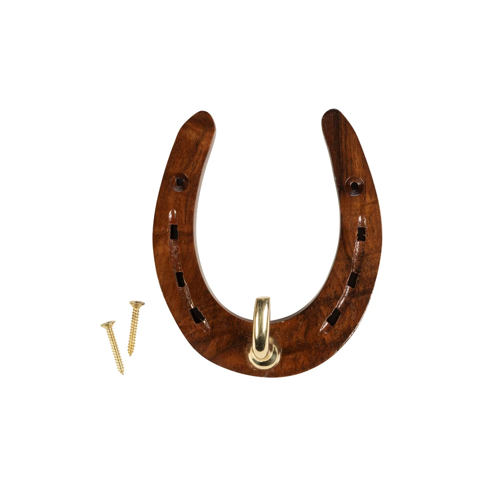 HKM Horseshoe Hook - Wood and Brass in Brass