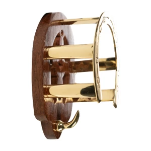 HKM Bridle hook -Horseshoe- made of wood and brass 