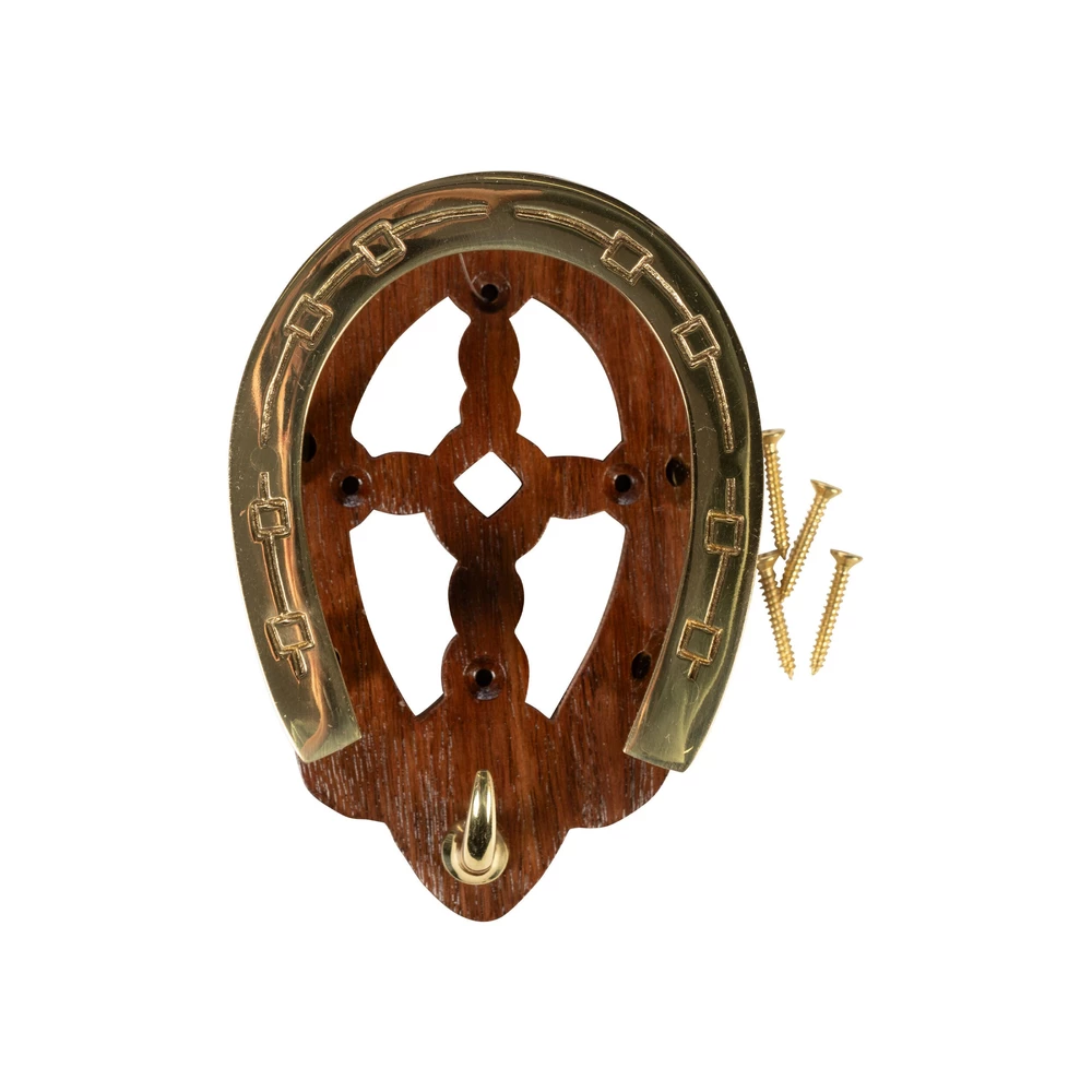 HKM Bridle hook -Horseshoe- made of wood and brass in Brass