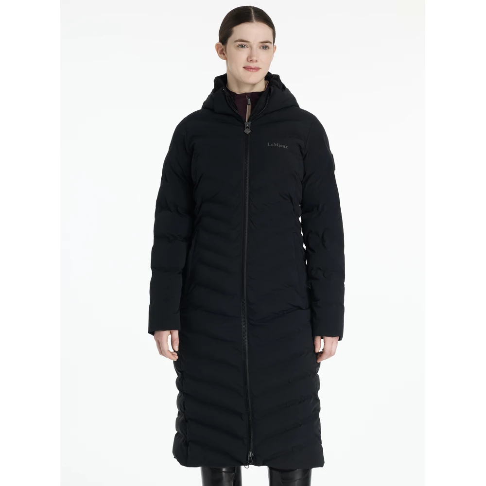 LeMieux Hayley Water Resistant Longline Puffer Coat  - Black in Black
