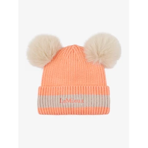 LeMieux Mini Double Pom Beanie  - Peach Punch in Peach Punch
