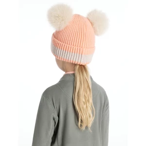 LeMieux Mini Double Pom Beanie  - Peach Punch in Peach Punch