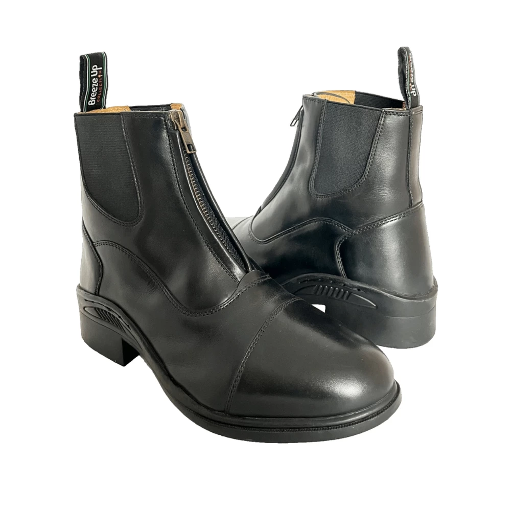 Breeze Up Parade Ring Leather Zip Jodhpur Boots - Black in Black