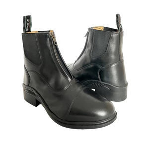 Breeze Up Parade Ring Leather Zip Jodhpur Boots - Black in Black