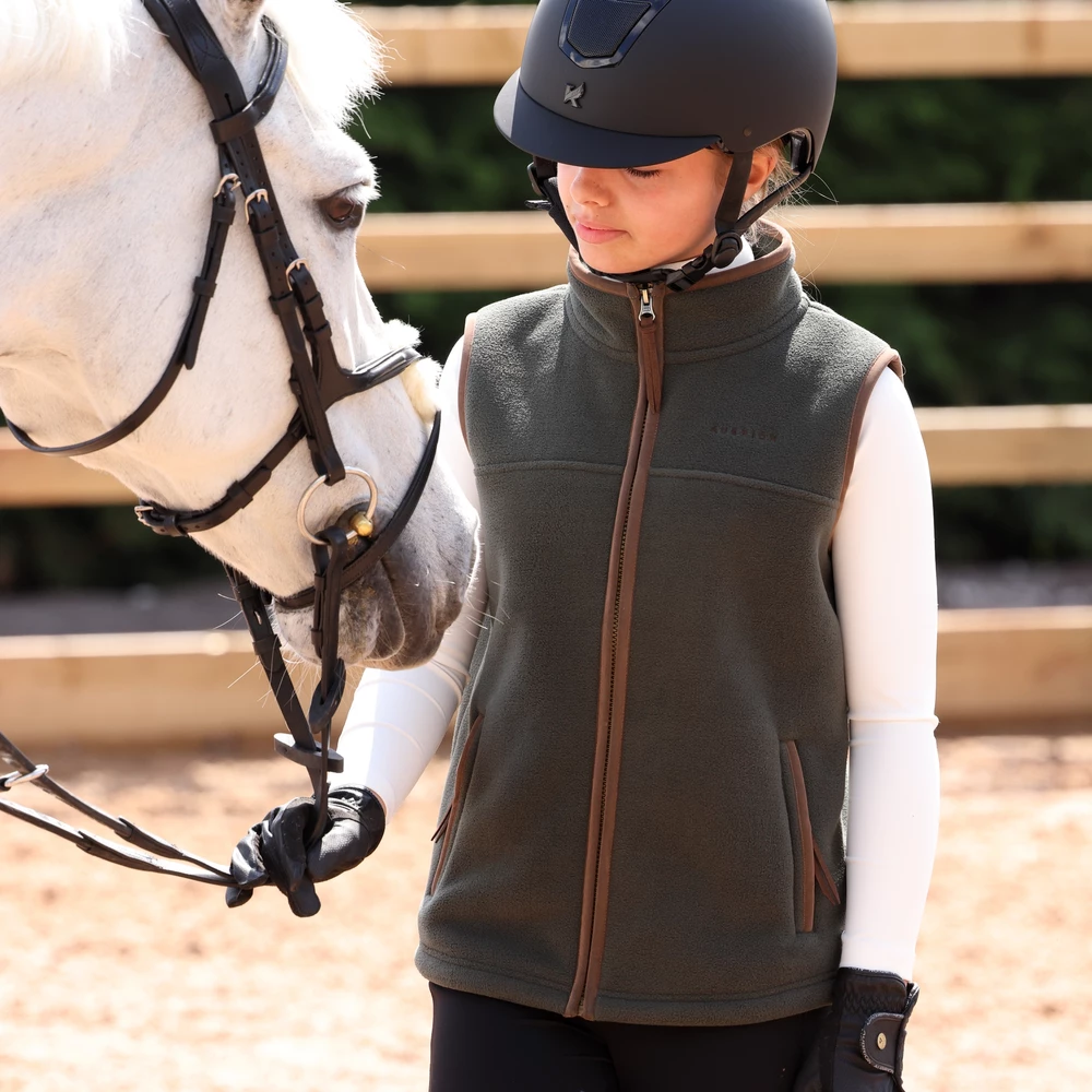 Aubrion Core Fleece Gilet - Young Rider - Green in Green