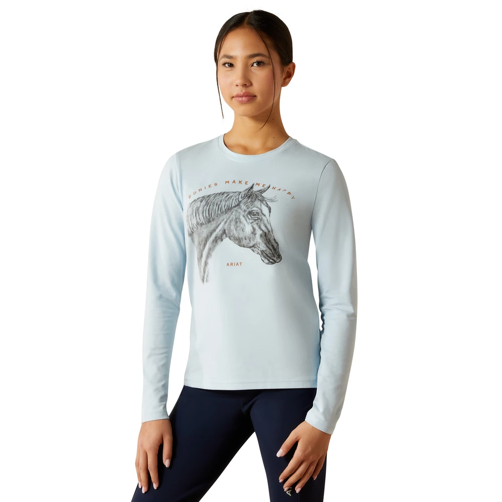 Ariat Youth Happy Long sleeve Tshirt - Skyway in Skyway