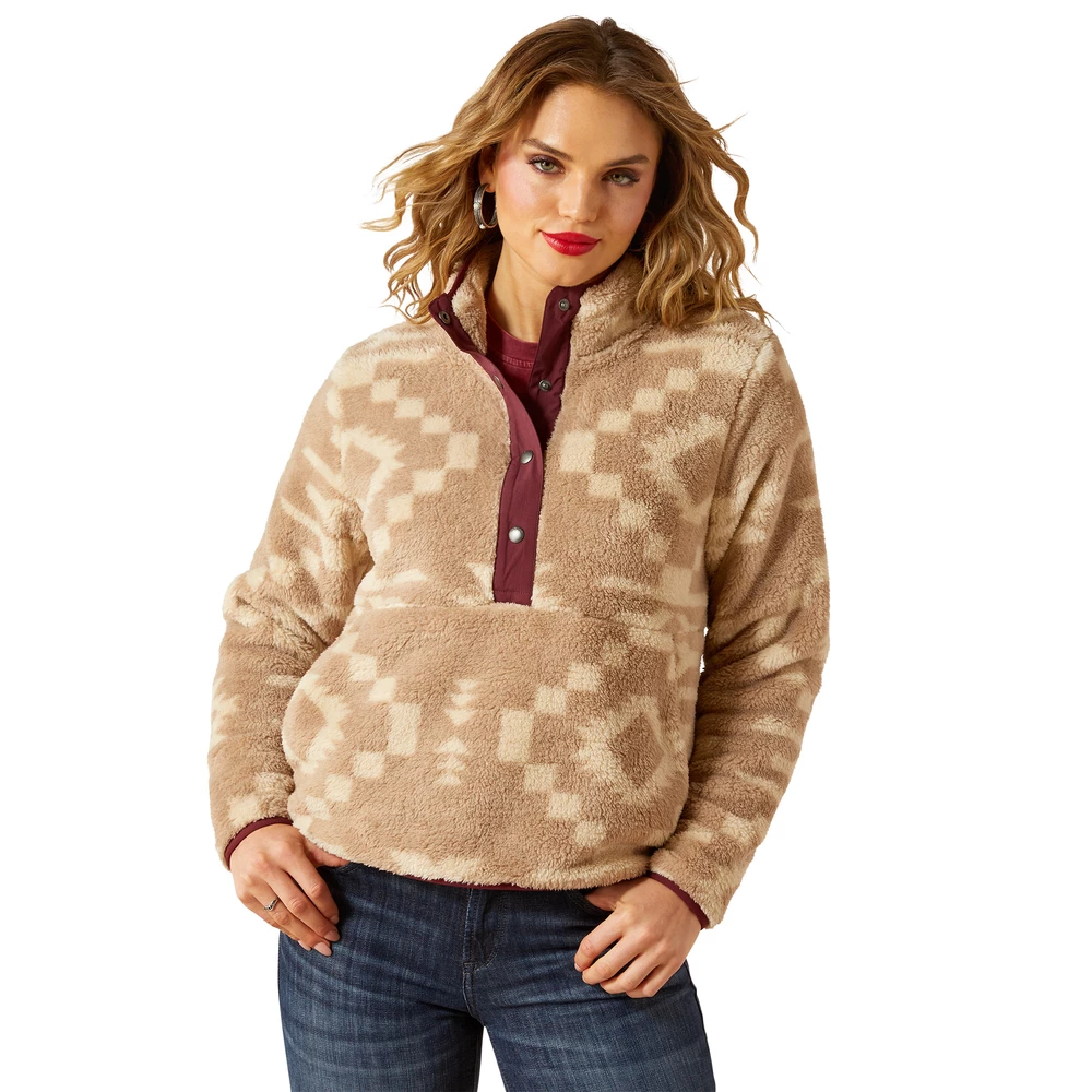 Ariat Womens Berber Snap Front Sweatshirt - Lone Ridge Print in Lone Ridge Print