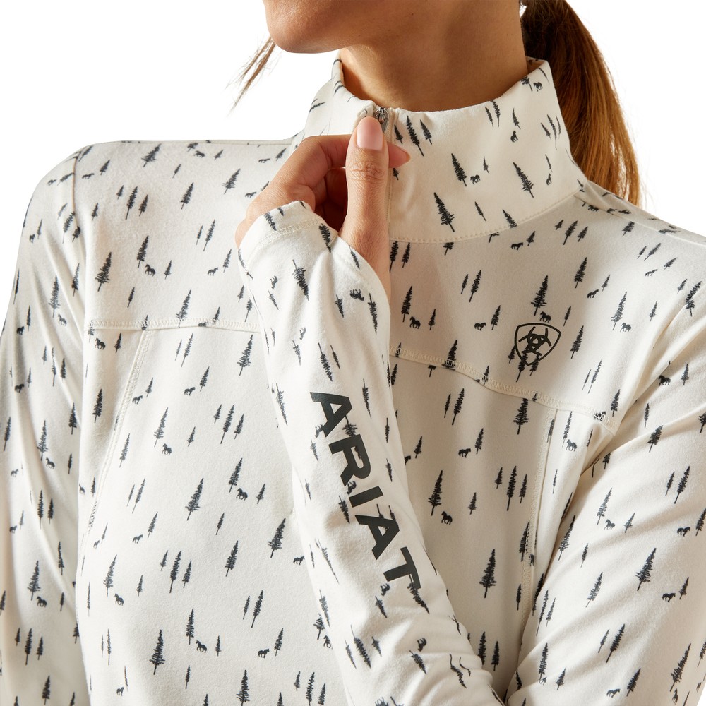 Ariat Womens Lowell 3.0 1/4 Zip Long sleeve Baselayer - Forest Horses 