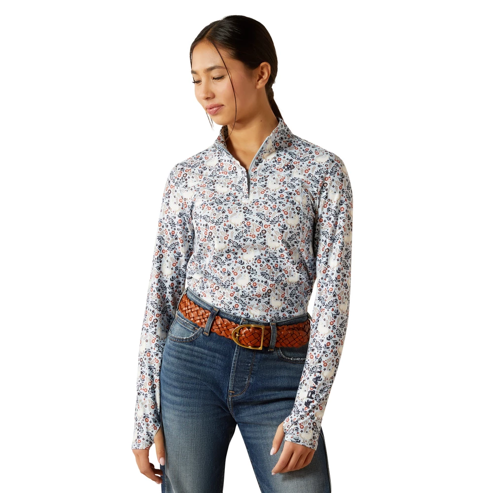 Ariat Youth Lowell 3.0 1/4 Zip Long sleeve Baselayer - Posey Pony Print in Posey Pony Print