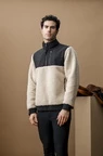 Alessandro Albanese Aa Mens Lorenzo Half Zip Borg Fleece - Sand 