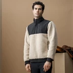 Alessandro Albanese Aa Mens Lorenzo Half Zip Borg Fleece - Sand in Sand