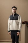 Alessandro Albanese Aa Mens Lorenzo Half Zip Borg Fleece - Sand in Sand