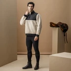 Alessandro Albanese Aa Mens Lorenzo Half Zip Borg Fleece - Sand in Sand