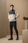 Alessandro Albanese Aa Mens Lorenzo Half Zip Borg Fleece - Sand in Sand