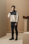 Alessandro Albanese Aa Mens Lorenzo Half Zip Borg Fleece - Sand in Sand